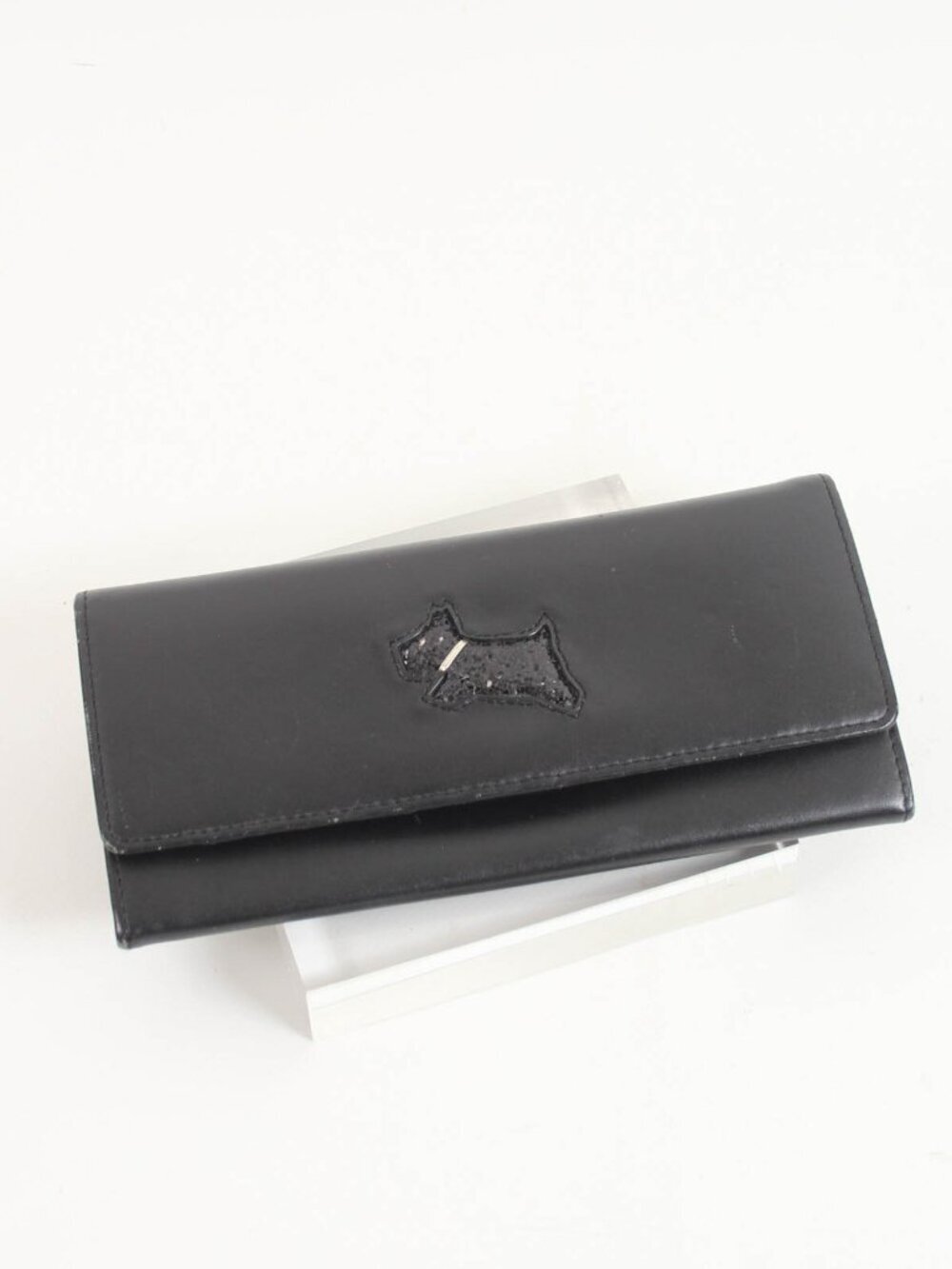 Radley London Black Leather Scottie Dog Long Wallet Checkbook Clutch Organizer